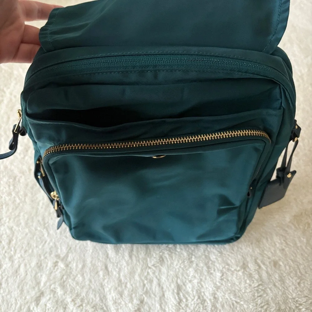 Tumi Voyager Leeds Backpack Teal Turquoise Mini Travel Gold hardware